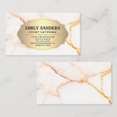 Metallic goud wit marmer textuur visitekaartje (Voorkant / Achterkant)