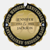 Metallic Goud & Zwart Bruiloft Jubileum Ornament Kaart (Achterkant)