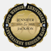 Metallic Goud & Zwart Bruiloft Jubileum Ornament Kaart (Voorkant)