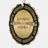 Metallic Goud & Zwart Bruiloft Jubileum Ornament Kaart (Links)