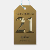 Metallic gouden 21ste verjaardag cadeaulabel (Achterkant)