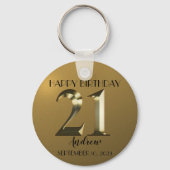 Metallic gouden 21ste verjaardag sleutelhanger (Achterkant)