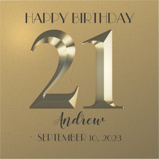 Metallic gouden 21ste verjaardag sticker (Voorkant)