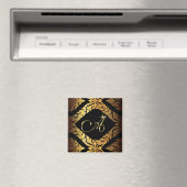 Metallic gouden Brocade Monogram Initiaal "A" Magneet (Insitu (Vaatwasser))