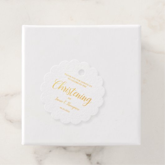 Metallic gouden doopsel Baby Dank u Gift Bedankjes Labels (Met doos)
