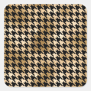 Metallic gouden honden tand, mode patroon. vierkante sticker