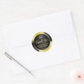 Metallic gouden inkt op zwart dank u Logo Ronde Sticker (Envelop)