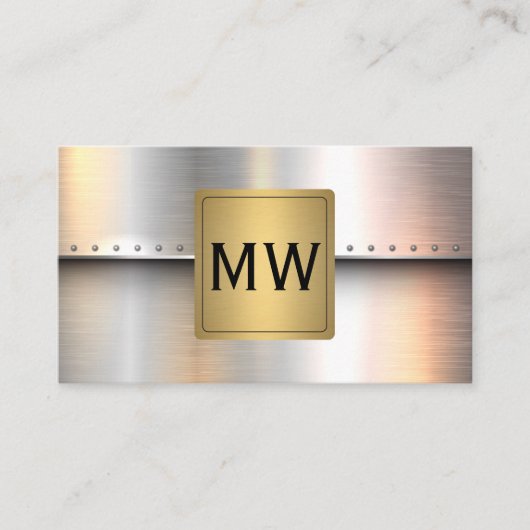 Metallic gouden label monogram | Industriële klink (Voorkant)