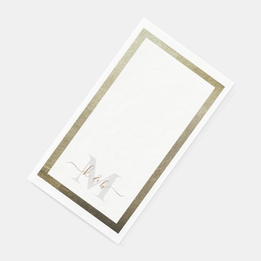 Metallic Gouden Script Monogram Elegante Trouw Servet (Hoek)