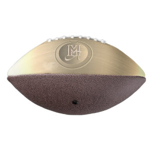 Metallic Gouden Staal Gegraveerde Monogram American Football