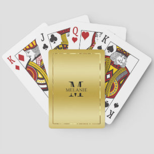 Metallic gouden textuur glanzend randmonogram pokerkaarten