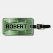 Metallic Green Masculine Geometric Design Bagagelabel (Voorkant horizontaal)