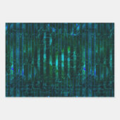 Metallic Green Paars Turquoise Stripes Script Inpakpapier Vel (Voorkant 3)