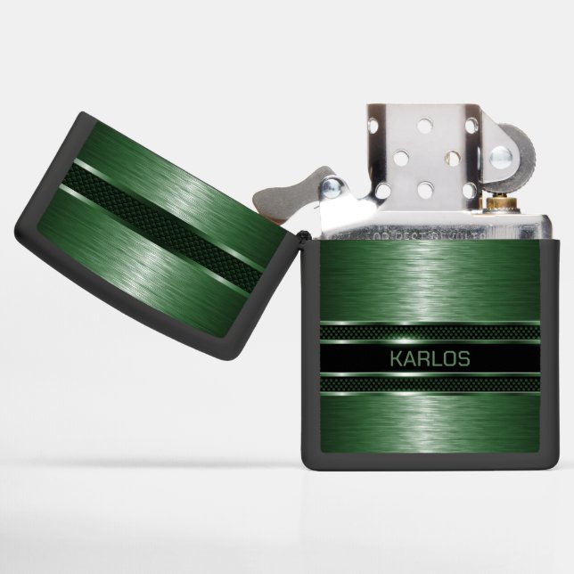 Metallic Green Print Geometric Design (Geopend)