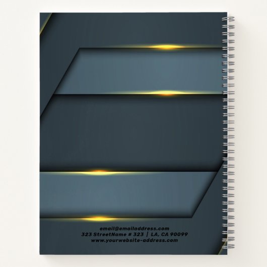 Metallic grijs geometrisch ontwerp notitieboek (Achterkant)