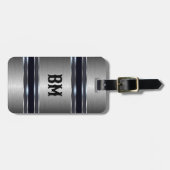 Metallic grijs industrieel geometrisch ontwerp bagagelabel (Voorkant horizontaal)