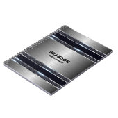 Metallic grijs industrieel geometrisch ontwerp Mon Notitieboek (Linkerzijde)