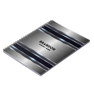 Metallic grijs industrieel geometrisch ontwerp Mon Notitieboek