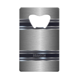 Metallic grijs textuur industrieel geometrisch ont kredietkaart flessenopener