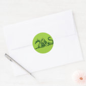 Metallic groene draak ronde sticker (Envelop)