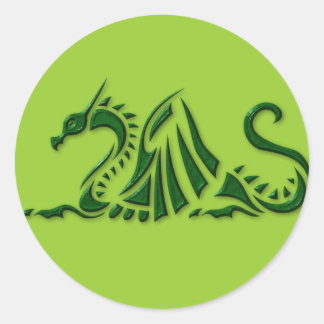 Metallic groene draak ronde sticker