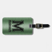 Metallic groene textuur aangepaste zwarte tekst bagagelabel (Voorkant horizontaal)