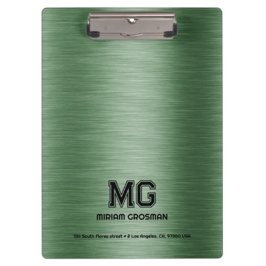 Metallic groene textuur aangepaste zwarte tekst klembord (Voorkant)