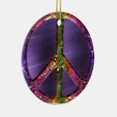 Metallic Grunge Paarse Peace Sign-kerstdecor Keramisch Ornament (Rechts)