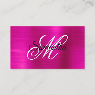 Metallic Hete Roze Folie Fancy Monogram Visitekaartje