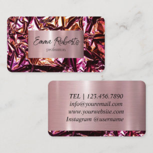 Metallic holografisch roze visitekaartje