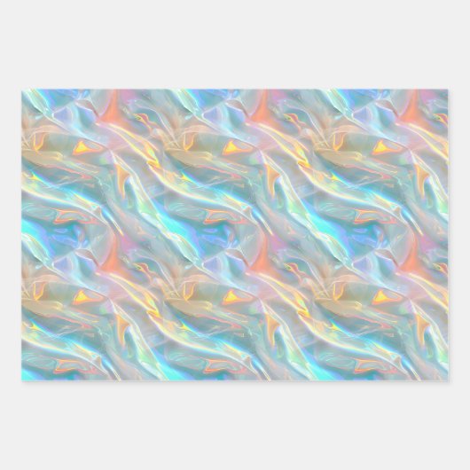 Metallic Holographic Pattern Blue Purple Girly Inpakpapier Vel (Voorkant 3)