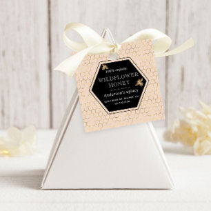 Metallic Honeycomb Gold Monogram Honing Jar Bedankjes Labels