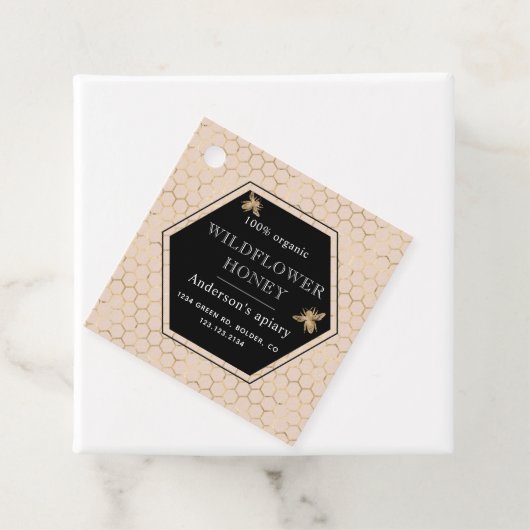 Metallic Honeycomb Gold Monogram Honing Jar Bedankjes Labels (In situ)