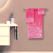 Metallic hot-roze druppelaar Glitter Monogramed Bad Handdoek