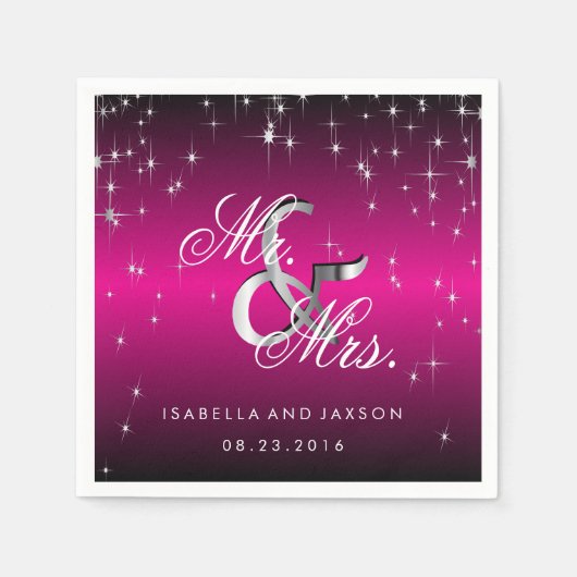 Metallic hot-roze ster lampjes design servetten (Voorkant)