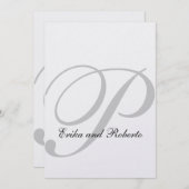 Metallic ijswitboek Monogram bruiloft uitnodigen Kaart (Voorkant / Achterkant)