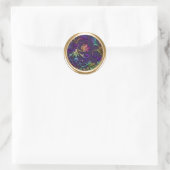 Metallic in reliëf gezette look Damask in Plum Mul Ronde Sticker (Tas)