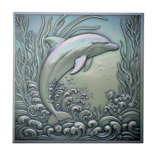 Metallic Iridescent Dolphin D1223 Tegeltje (Voorkant)