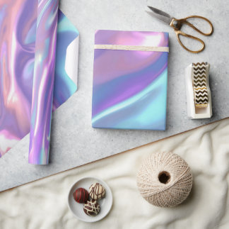 Metallic Iridescent Rainbow Pink Aqua Purple Cadeaupapier