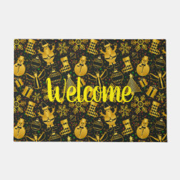 Metallic kerstcollage deurmat