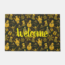 Metallic kerstcollage deurmat