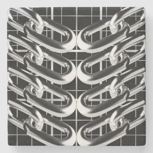 Metallic kettingpatroon stenen onderzetter (Voorkant)
