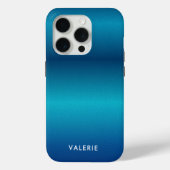 Metallic kobalt blauw textuur monogram Case-Mate iPhone case (Achterkant)