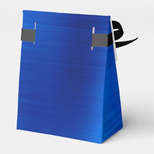 Metallic koningsblauw krullend zwart monogram bedankdoosjes (Achterkant)