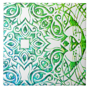 Metallic koperlook kat art cool mandala keramiek tegeltje