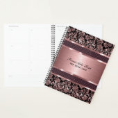 Metallic licht roze  bloemdamast planner (Display)
