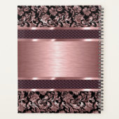 Metallic licht roze  bloemdamast planner (Achterkant)
