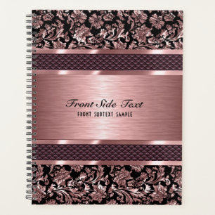 Metallic licht roze bloemdamast planner