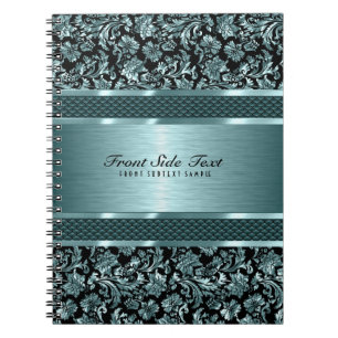 Metallic Light Green Floral Damaskers Notitieboek