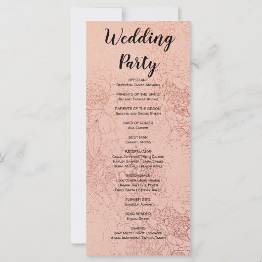 Metallic Light Programme de mariage orange et flor (Dos)